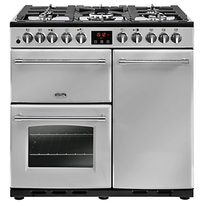 Belling Farmhouse 90DFT Deluxe Dual Fuel Range Cooker Silver